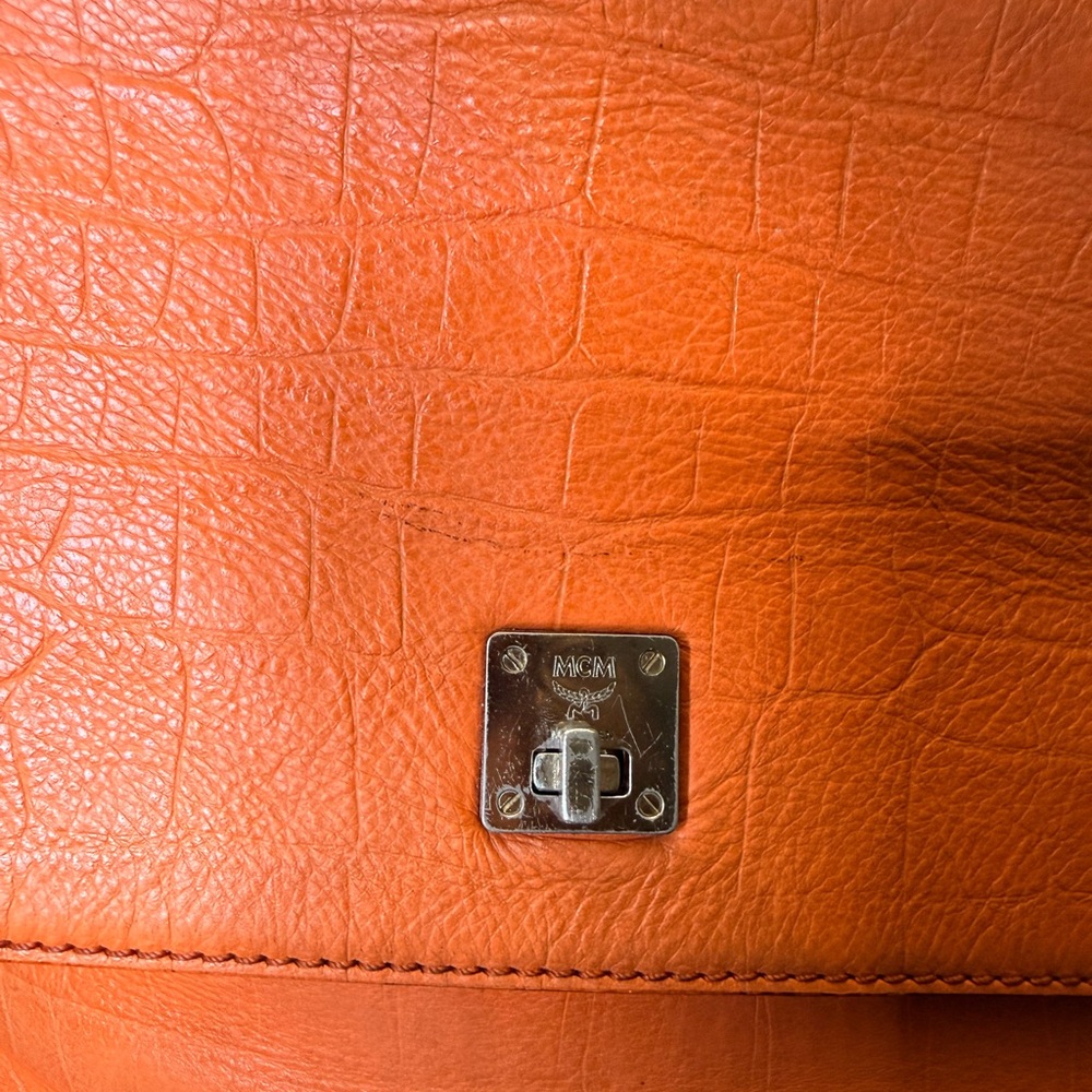 MCM Coral Satchel with Gold Bow Accent - Picture 12 of 15